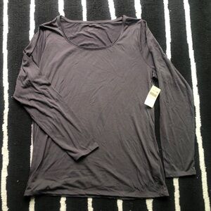 NWT Coldwater Creek long sleeve scoop neck tank top Grey L 14/16 very soft.